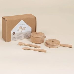 Pretend Play Kids Pot & Pan Set Wooden Play Set New In Box Holiday Gift 🎁